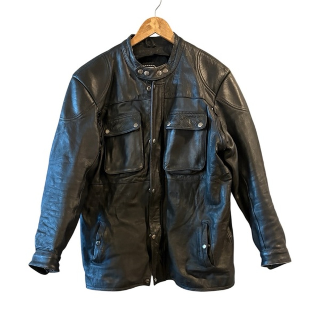 AGV Sport Italian Leather Motorcycle  Black Moto Biker Racer Jacket  XL